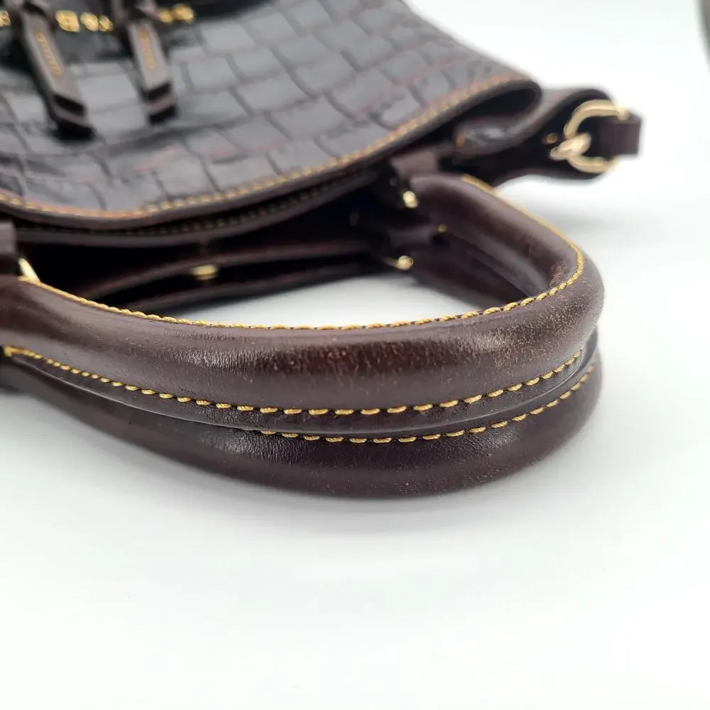 Dooney & Bourke Dillen Croco Leather Satchel - Espresso Dark Brown Bag - Picture 16 of 16